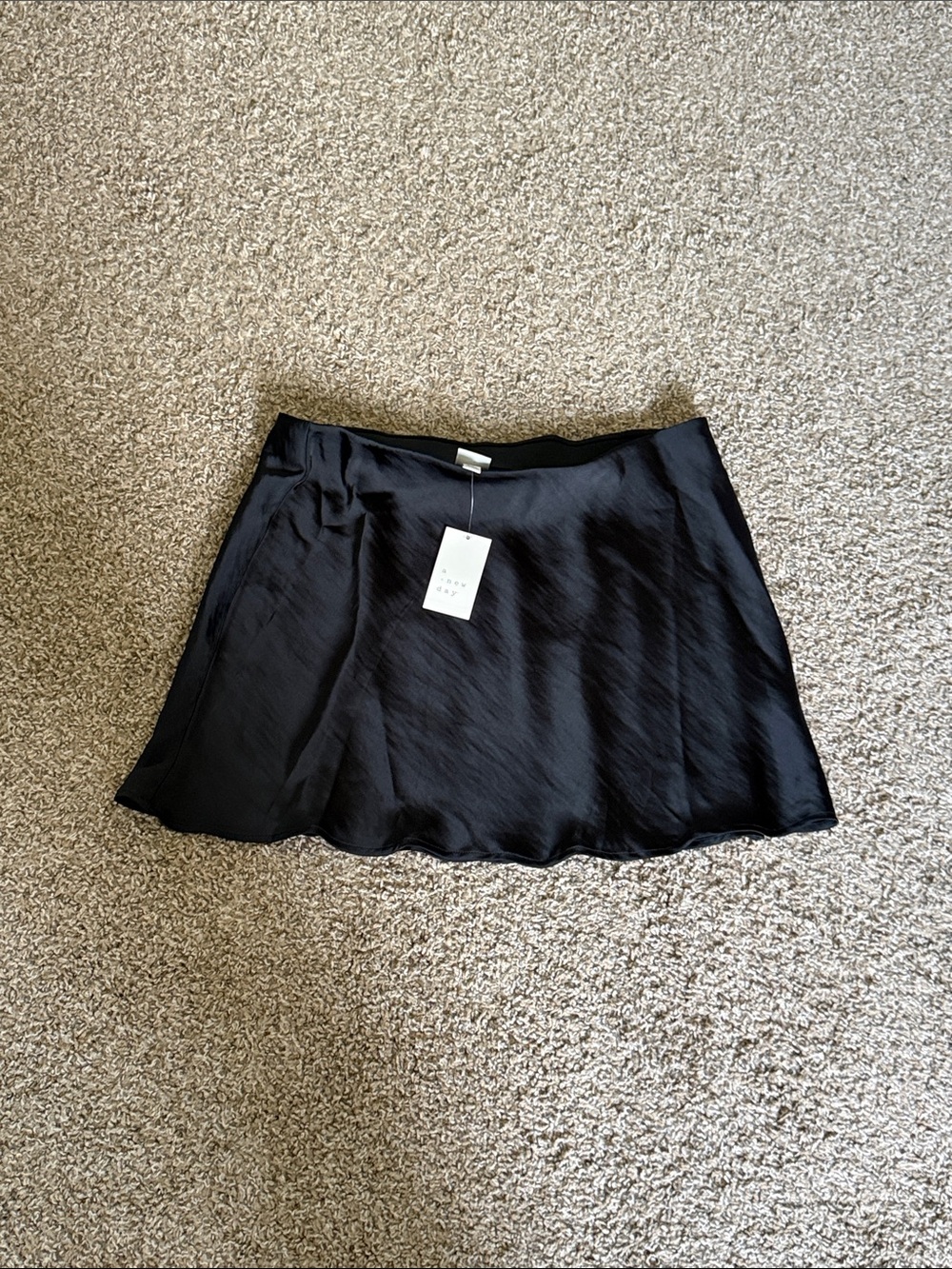 NWT a new day Black Satin Halloween Fall Chic Grunge Mini Skirt